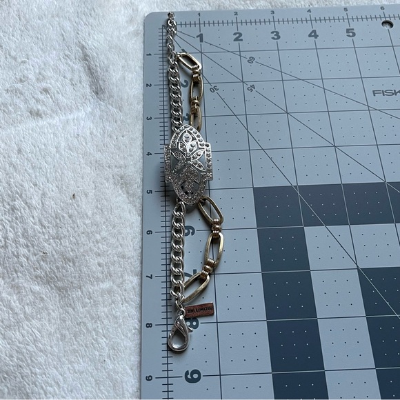 The Limited | Two Tone Double-Chained Vintage Inspired Pave Crystals Bracelet - Picture 13 of 13